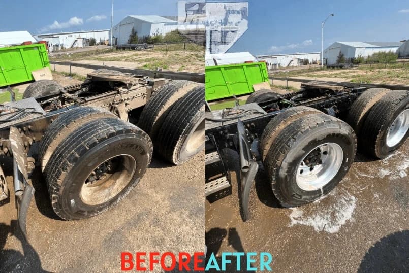 Wadsworth Power Washing team cleaning commercial fleet vehicles in Wadsworth